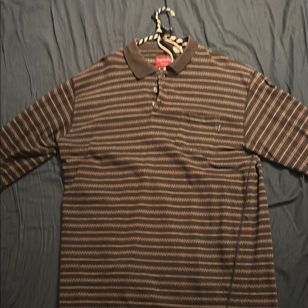 Supreme Brown Polo Shirt with Stripes